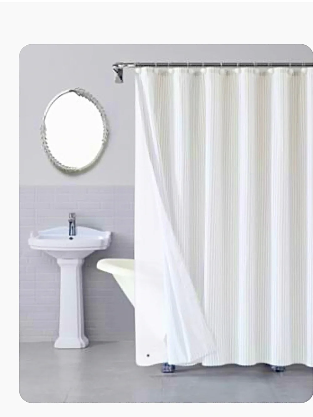 🆕- M- Design-White Textured Woven Shower Curtain.